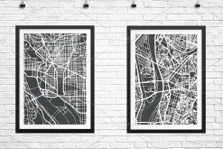 Rennes France City Map in Retro