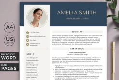 Resume Template with Photo Blue CV