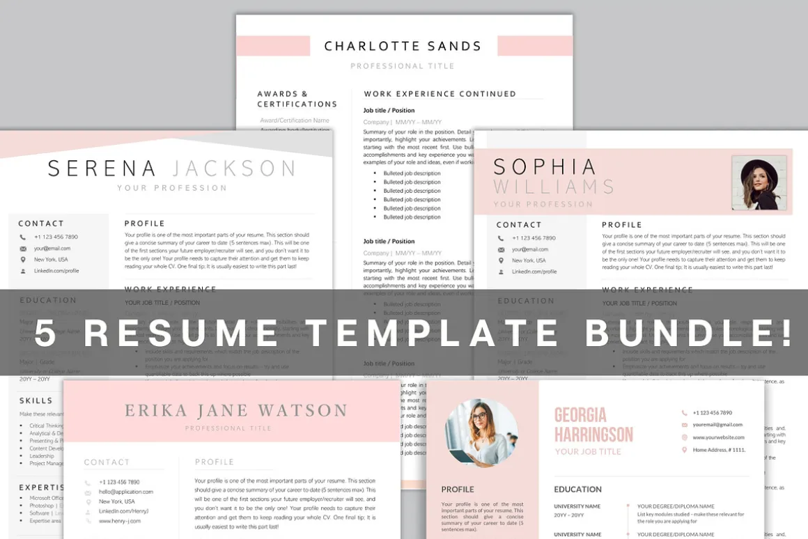 Resume BUNDLE - 5 Templates!
