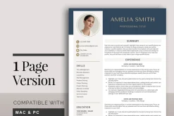 Resume Template with Photo Blue CV