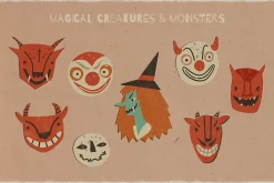 Retro Halloween clipart set