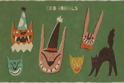 Retro Halloween clipart set