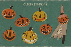 Retro Halloween clipart set