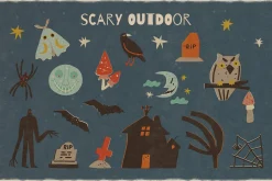 Retro Halloween clipart set