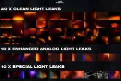 60 Retro Analog Light Leak Overlays