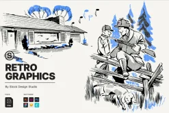 160 Retro Collage Elements Bundle
