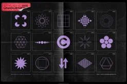 150 Retro-Futuristic Textured Shapes