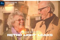Retro Light Leaks Photoshop Template