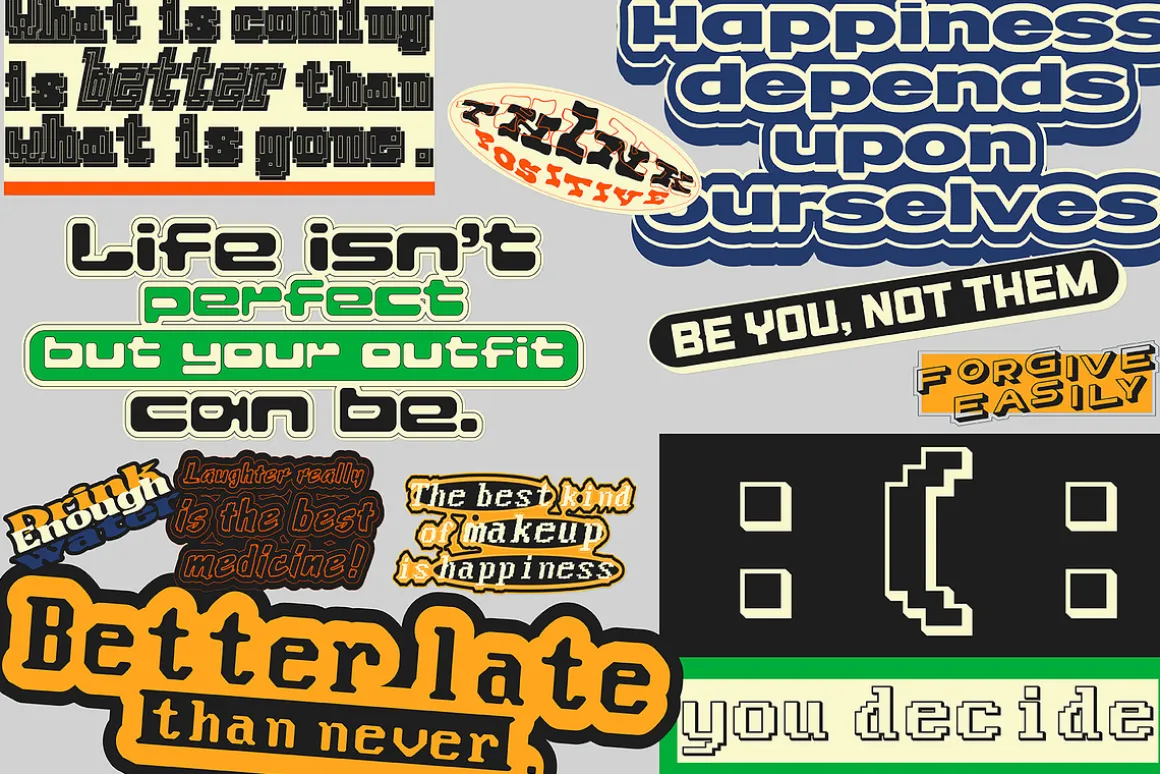 60+ Retro Motivational Quote Sticker