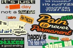 60+ Retro Motivational Quote Sticker