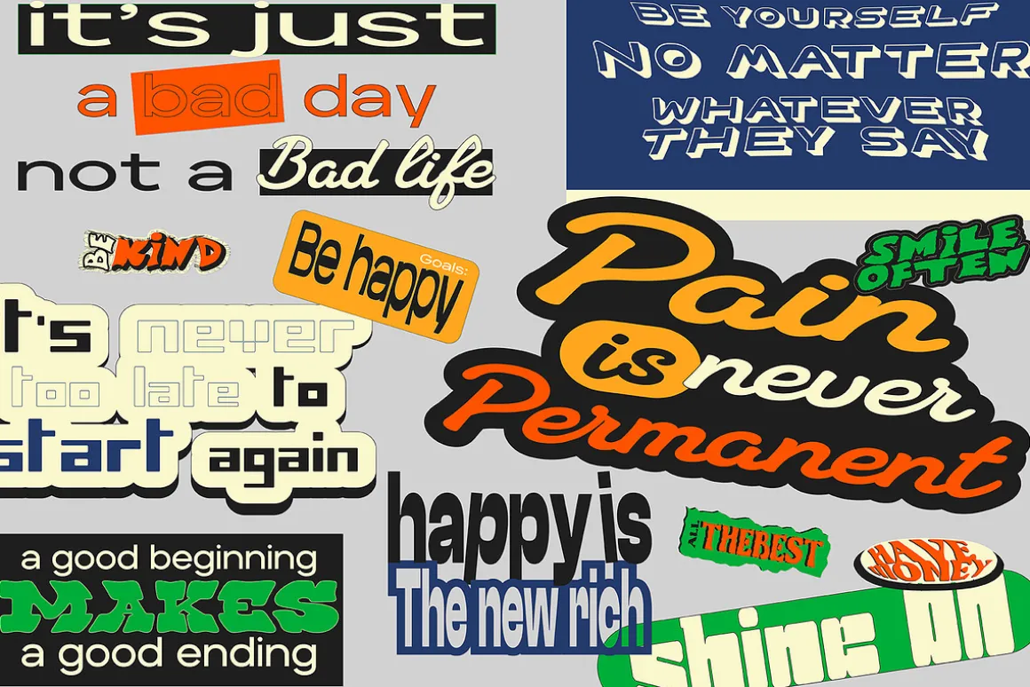 60+ Retro Motivational Quote Sticker