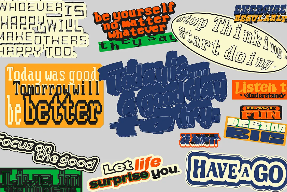 60+ Retro Motivational Quote Sticker