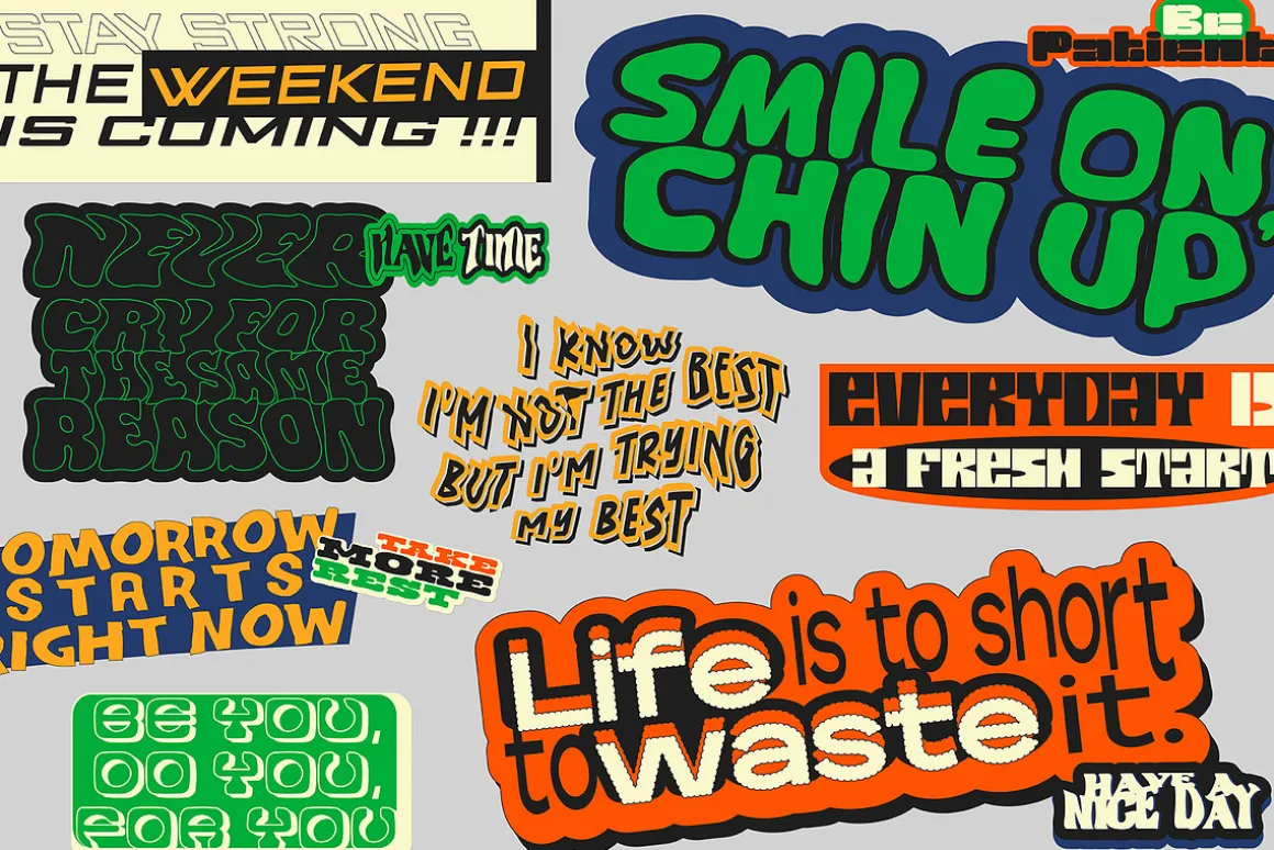 60+ Retro Motivational Quote Sticker