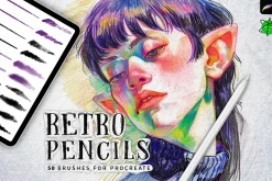 50 Retro Pencils - Procreate Brushes