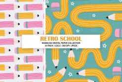 Retro School Seamless Patterns