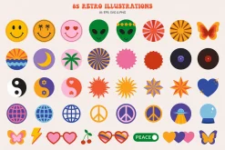 Retro Vibes Graphic Set 60s 70s