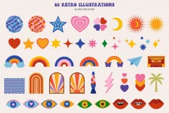 Retro Vibes Graphic Set 60s 70s