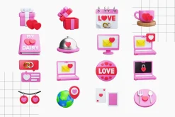 Romantic and Love 3D Icons