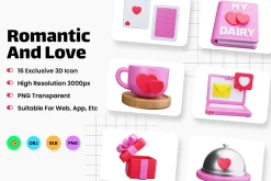 Romantic and Love 3D Icons