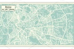Rome Italy City Map in Retro Style.