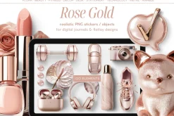 Rose Gold Realistic PNG Objects