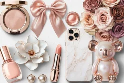 Rose Gold Realistic PNG Objects