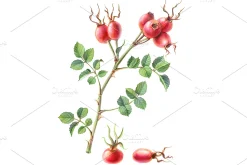 Rose Hip Pencil Drawing Isolated