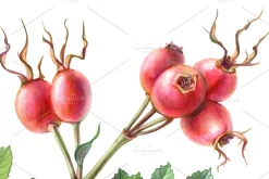 Rose Hip Pencil Drawing Isolated