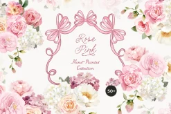 Rose Pink Watercolor Floral