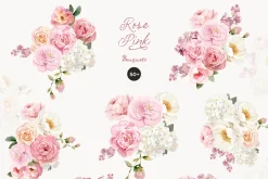 Rose Pink Watercolor Floral
