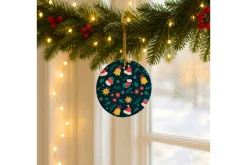 Round Ceramic Ornament Mockup