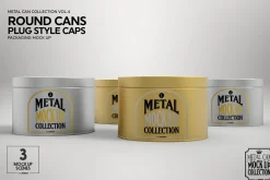 Round Cans Plug Metal Cap Mockup