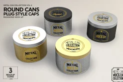 Round Cans Plug Metal Cap Mockup