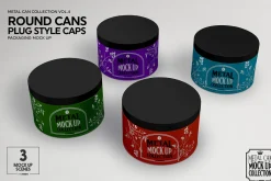 Round Cans Plug Metal Cap Mockup
