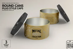 Round Cans Plug Metal Cap Mockup