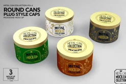 Round Cans Plug Metal Cap Mockup