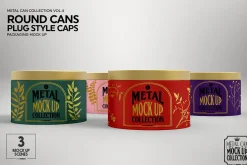 Round Cans Plug Metal Cap Mockup