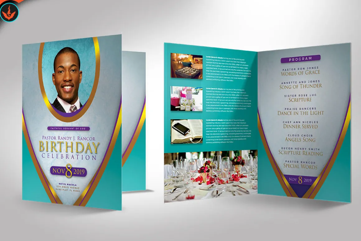 Royal Teal Pastor Birthday Program