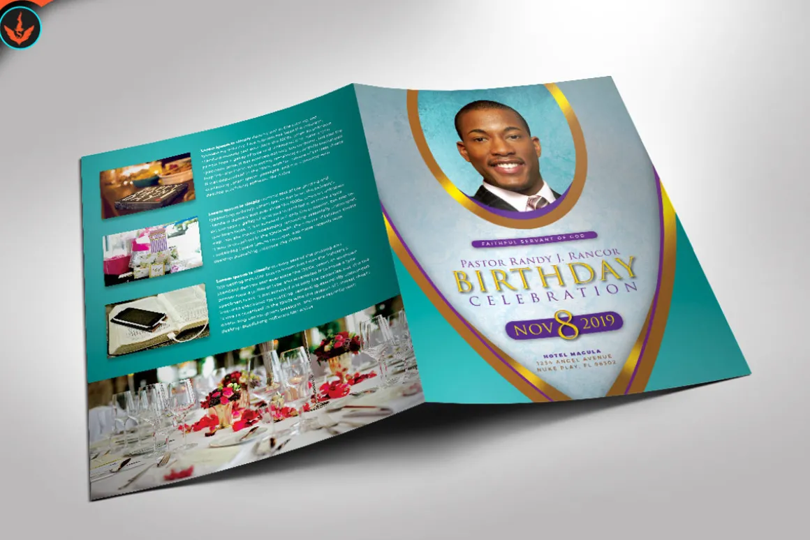 Royal Teal Pastor Birthday Program