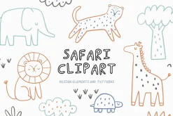 Safari Animals Doodle Clipart