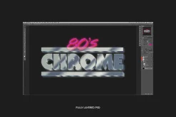 80's Chrome Photoshop Text Effect