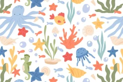 Sea underwater life seamless pattern