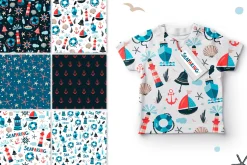 Seamless sea patterns and elements