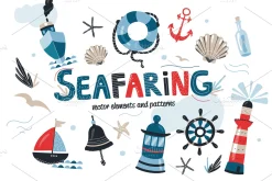 Seamless sea patterns and elements
