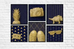 Seamless Navy & Gold 20 Pattern Set