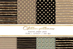 8 seamless patterns with gold