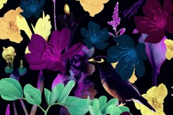 Seamless pattern with bird & flowers