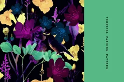 Seamless pattern with bird & flowers