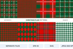 Seamless vector Xmas plaid patterns