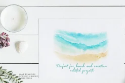 Seashore and ocean waves clipart